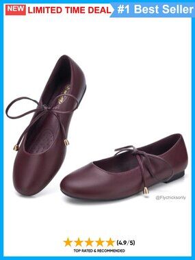 Lace Up Ballet Flat Mary Jane Dress Shoes Round Toe PU Comfort Flats